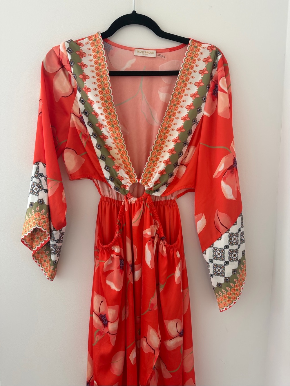 Redish Orange Floral Cut Out Dress by Ramy Brook